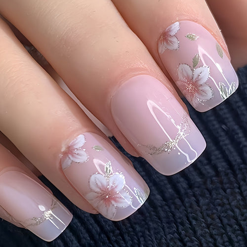 Floral Art Acrylic Nail Design Bowlift