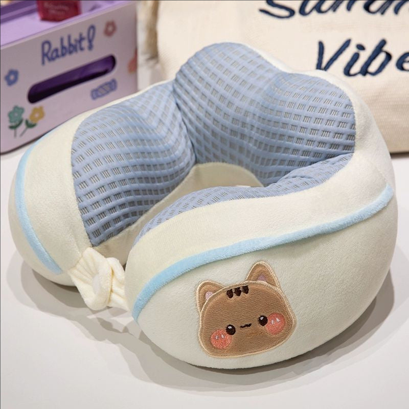 ergonomic plush neck pillow with animal motif Bowlift