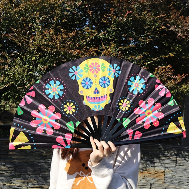 Ladies Fan with Colorful Motif Bowlift