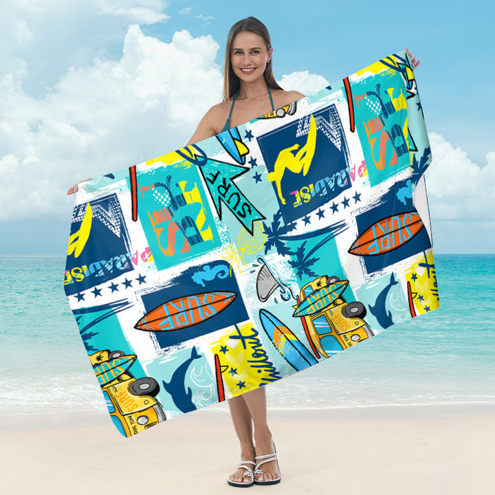 Large beach towel with tropical palm pattern Bowlift