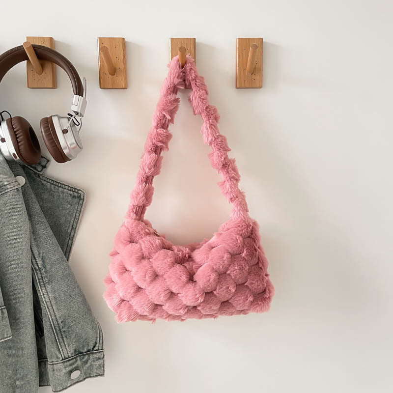 Cozy Textured Plush Handbag Bowlift