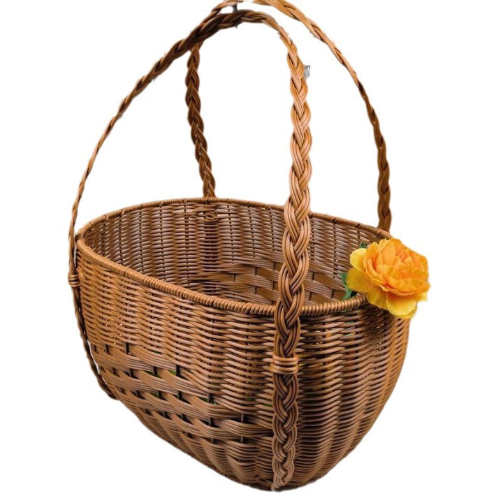 Handwoven Natural Wicker Storage Basket Bowlift