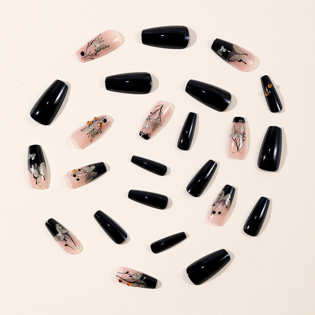 Elegant Butterfly-Themed 3D Nail Art Extensions Bowlift