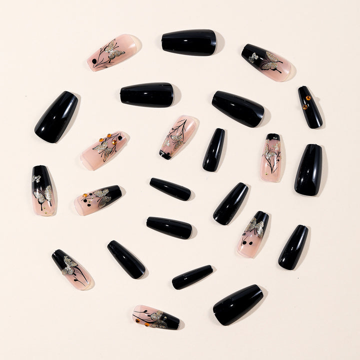 Elegant Butterfly-Themed 3D Nail Art Extensions Bowlift