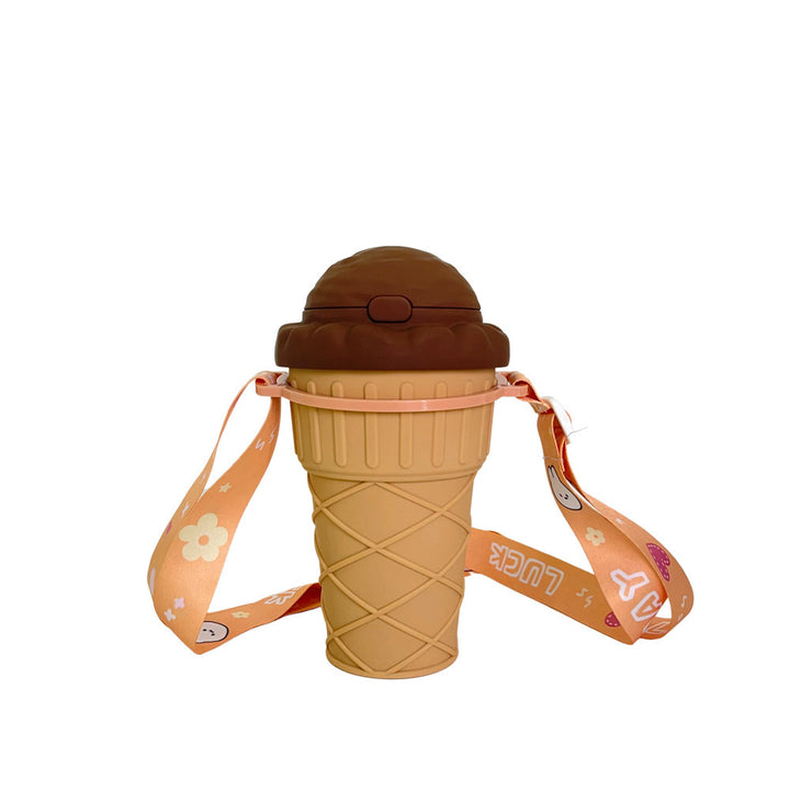 Women’s creative ice cream cup drinking bottle with practical carrying strap Bowlift