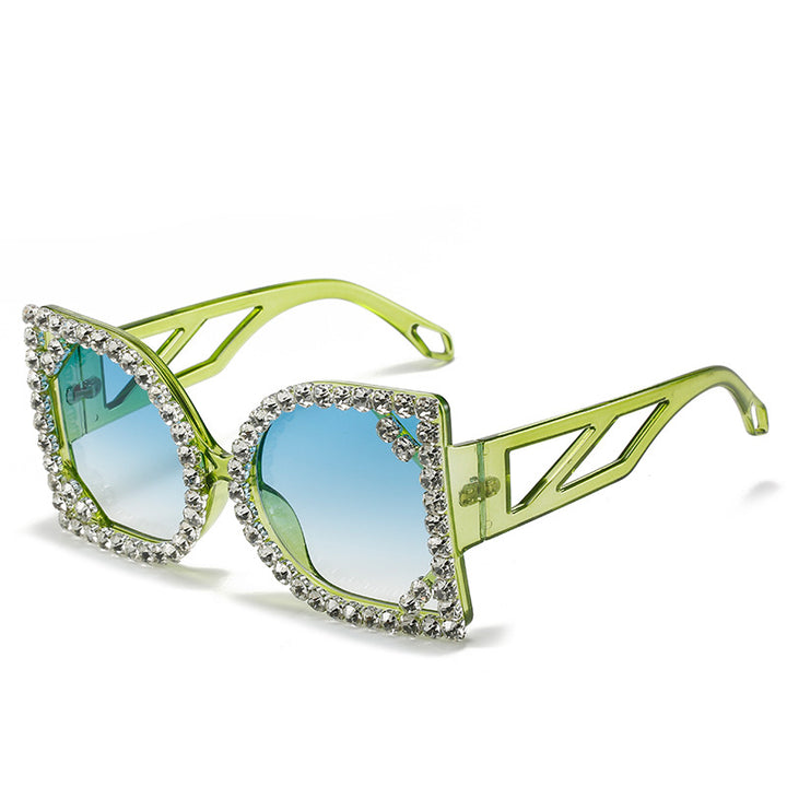 Statement Rhinestone-Embellished Hexagonal Sunglasses Bowlift