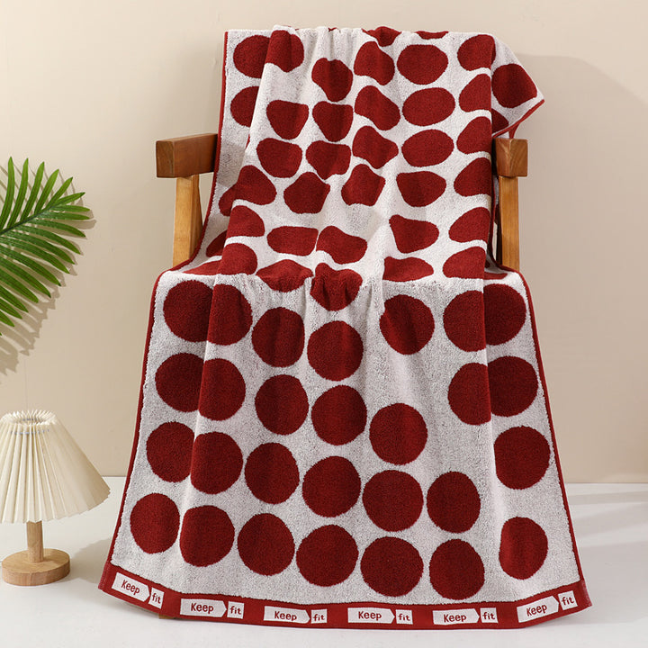 Terry Bath Towel With Modern Dot Design Bowlift