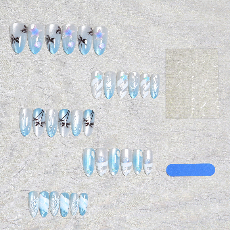 Acrylic nail set with elegant water and marine motifs Bowlift