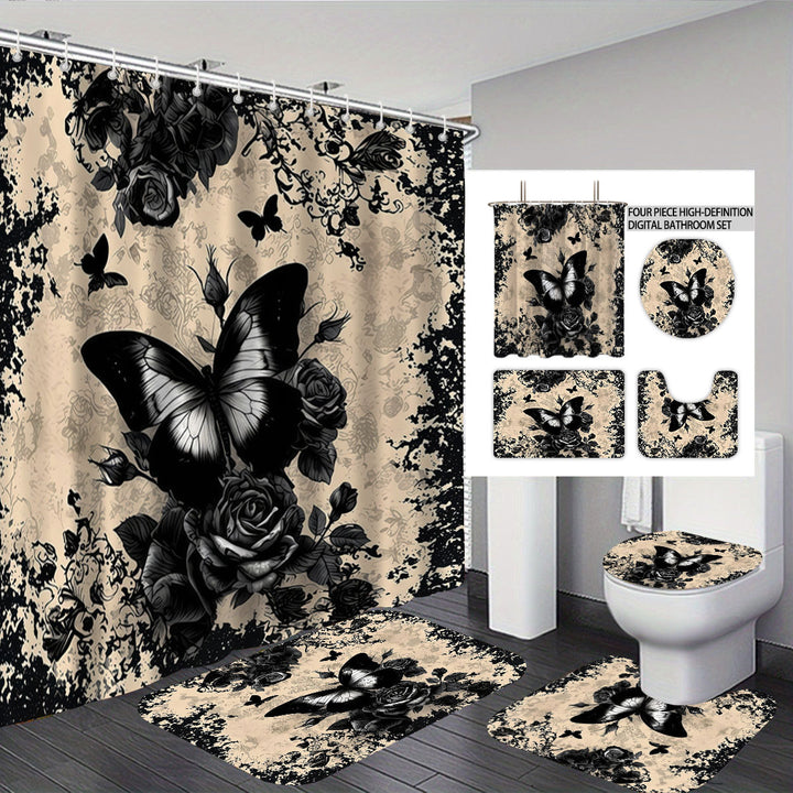 Artistic Skull and Floral Themed Bathroom Set Bowlift