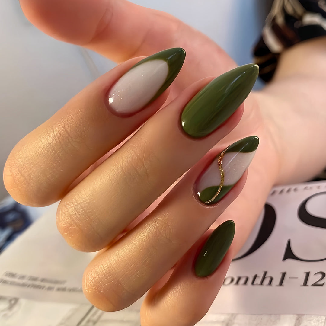 Elegant Stiletto Press-On Nail Extensions with Artistic Design Bowlift