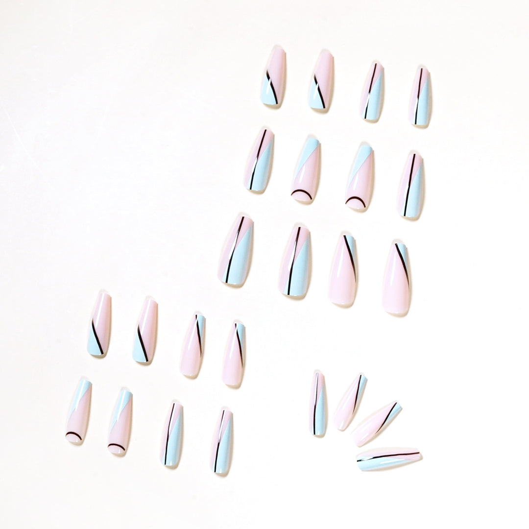 Artistic acrylic nails with geometric design Bowlift