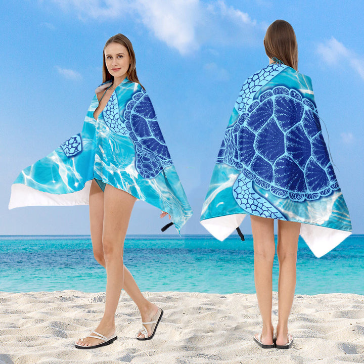 Hooded sun tent for the beach with creative mandala design Bowlift