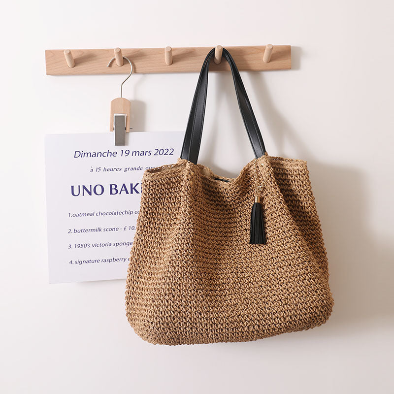 Durable basket bag with synthetic leather handle reinforcement Bowlift