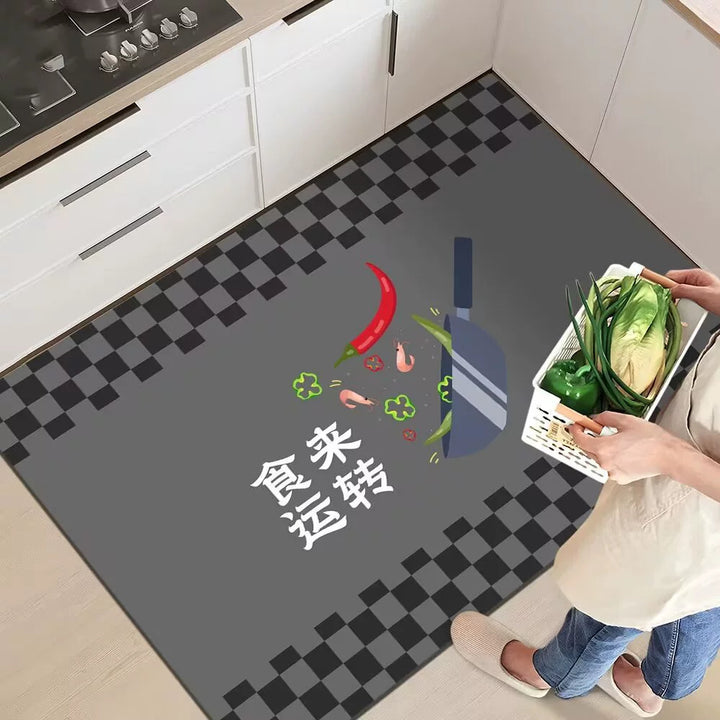 Playful Pizza-Themed Kitchen Mat