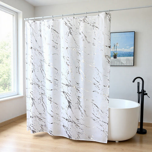 Marble Effect Waterproof Shower Curtain Bowlift