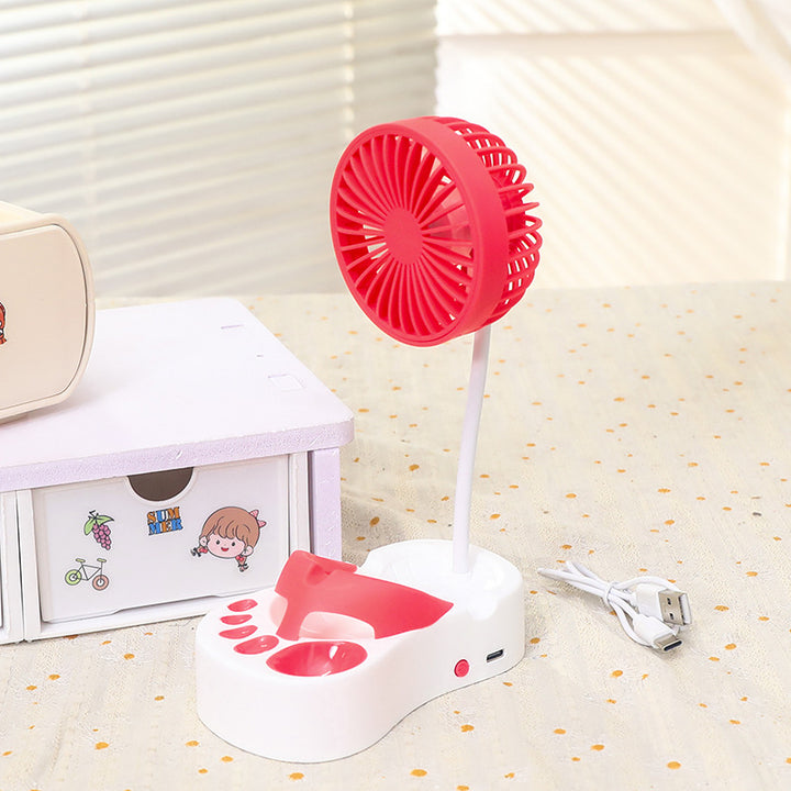 Women's portable USB table fan with flexible gooseneck and integrated light Bowlift
