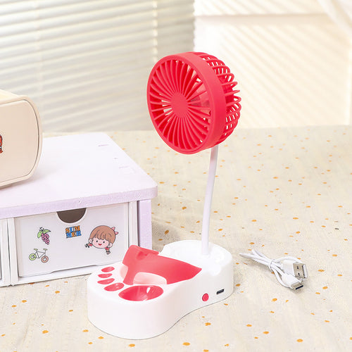 Women's portable USB table fan with flexible gooseneck and integrated light Bowlift