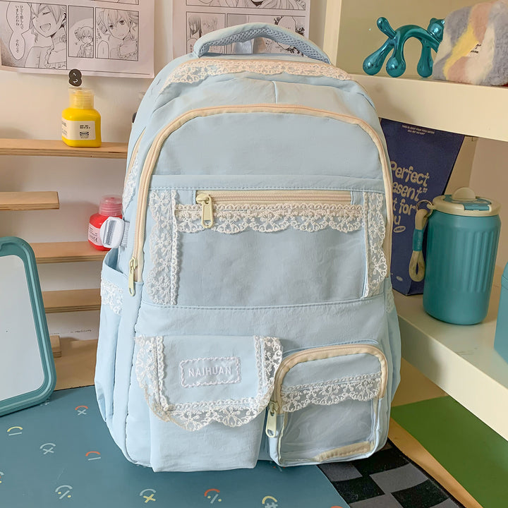 Cute Lace-Trimmed School Backpack