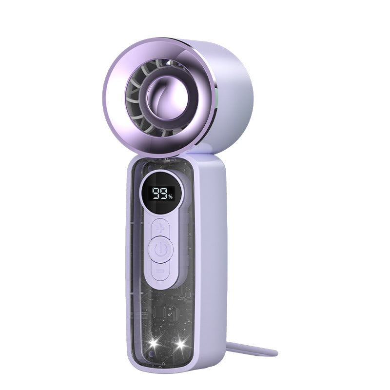 Cooling portable bladeless handheld fan with digital battery display and USB rechargeable Bowlift