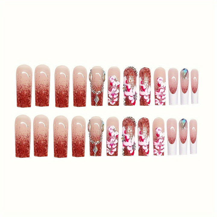 Designer Floral Acrylic Nail Art Bowlift