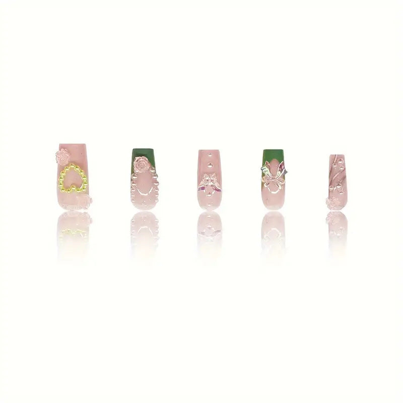 Decorative Acrylic Floral Press-On Nail Art Bowlift