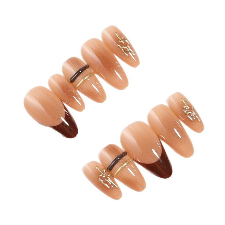 Elegant Ombre Press-On Nail Tips with Metallic Accents Bowlift