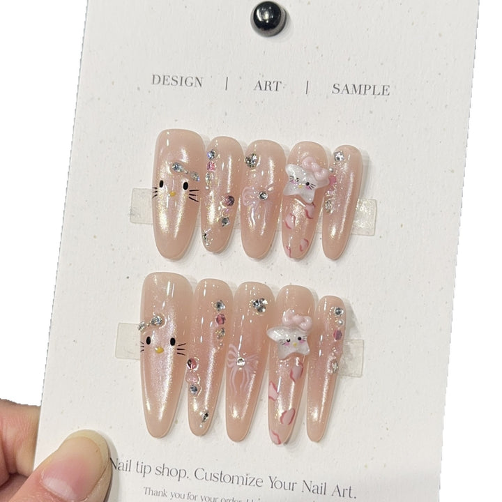 Artificial nails with Playful-Elegant Design Bowlift
