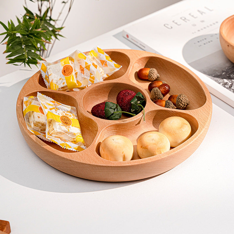 Elegant Beef Serving Plate with Four Compartments Made of High-Quality Wood Bowlift