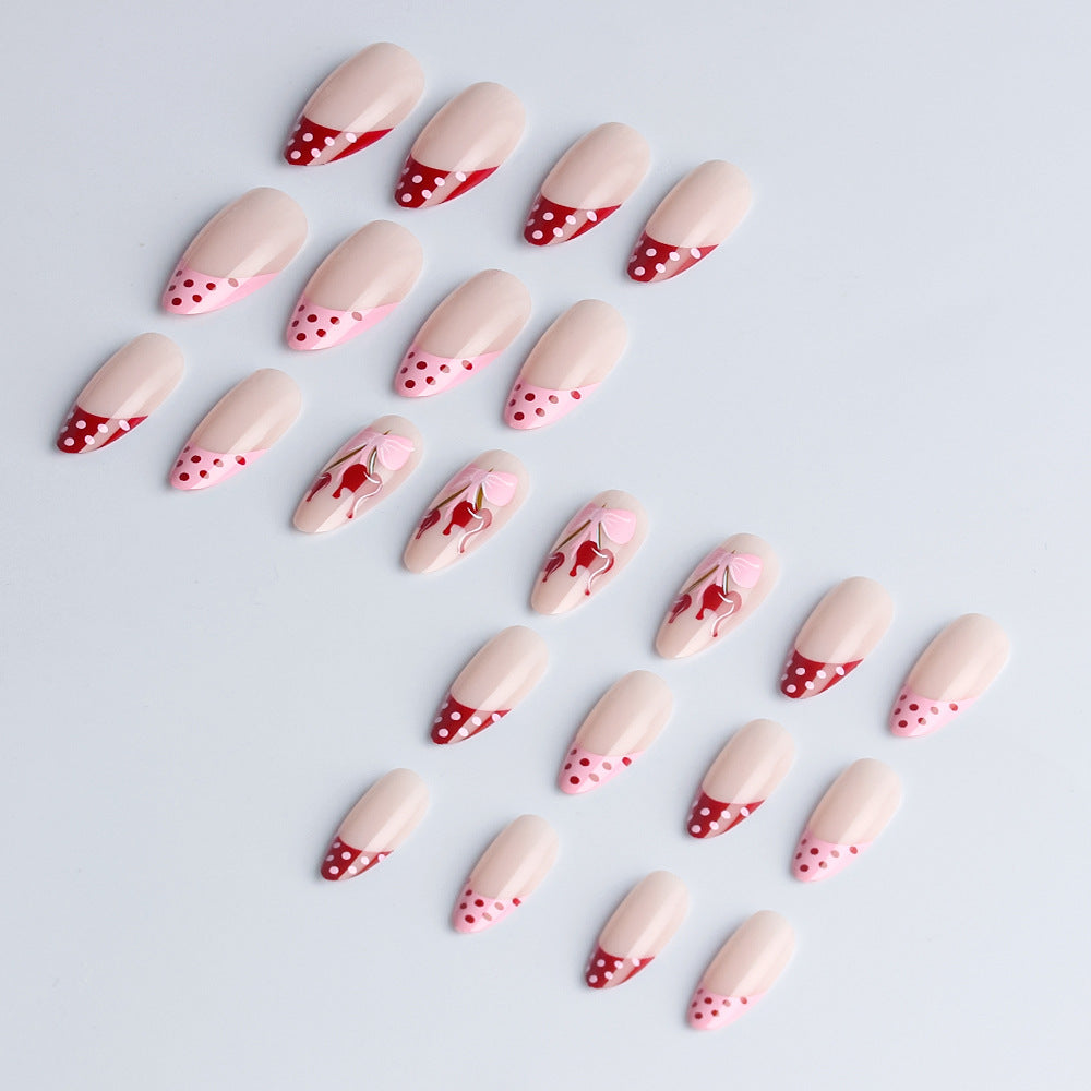 Artistic Cherry-Themed Press-On Nail Art Set Bowlift