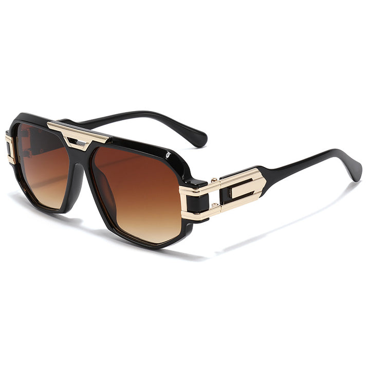 Statement Square Frame Sunglasses with Decorative Gold Accents Bowlift