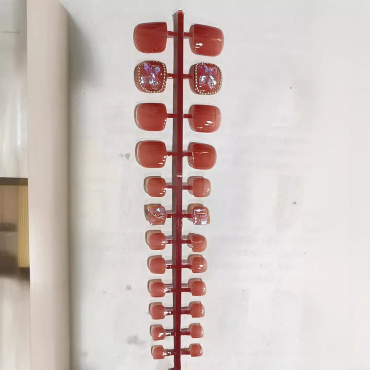 Decorative Diamond-Accent Press-On Nail Set Bowlift