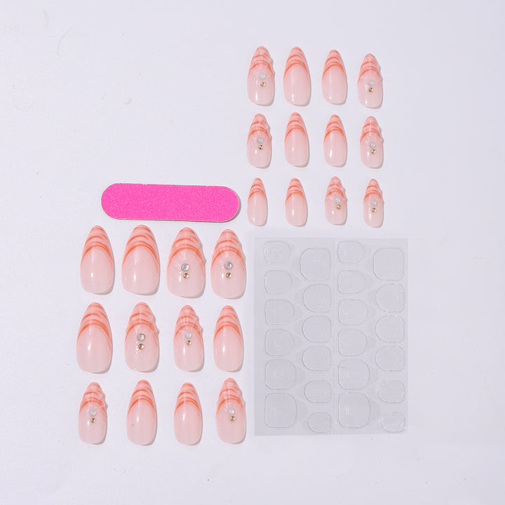 Acrylic nail set with curved tip style and glitter accents Bowlift