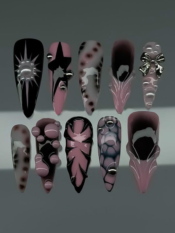 Ocean-Inspired 3D Decorative Press-On Nail Set Bowlift