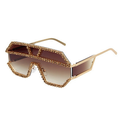 Women's stylish sunglasses with geometric frame and rhinestone embellishment Bowlift
