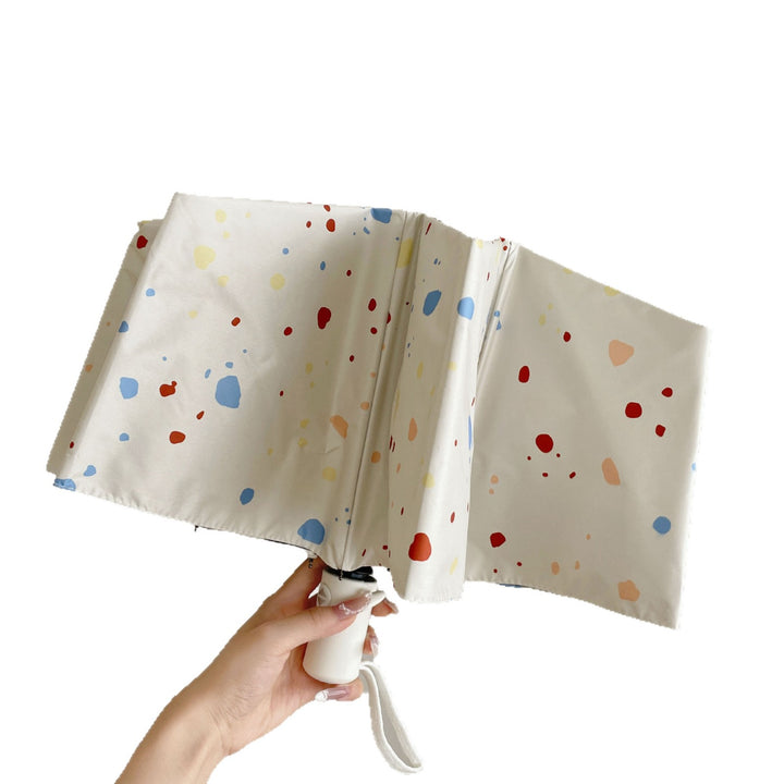 Ladies Folding Umbrella with Colorful Speckle Design Bowlift