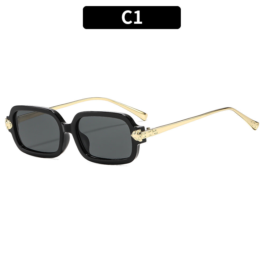 High-Style Angular Sunglasses with Gold Accents