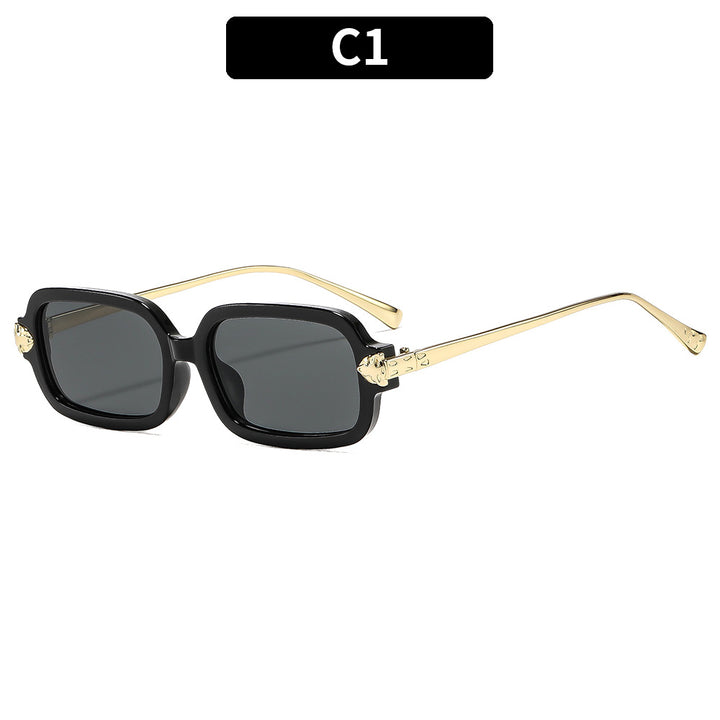 High-Style Angular Sunglasses with Gold Accents