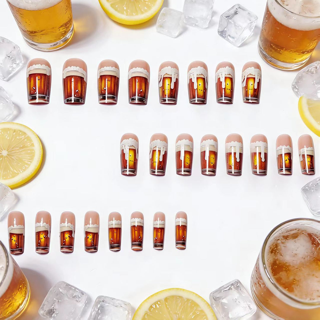 Artificial nails with Creative Beer Glass Design Bowlift