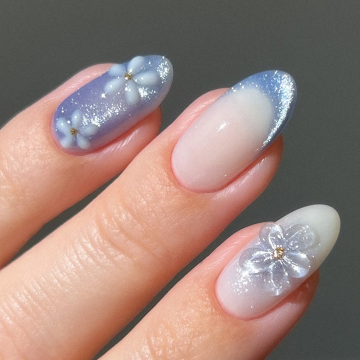 Artistic Floral Design Press-On Nail Tips Bowlift