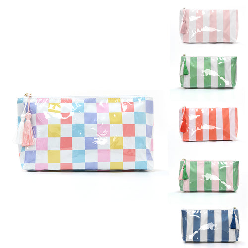 Cosmetic pouch with colorful check pattern Bowlift