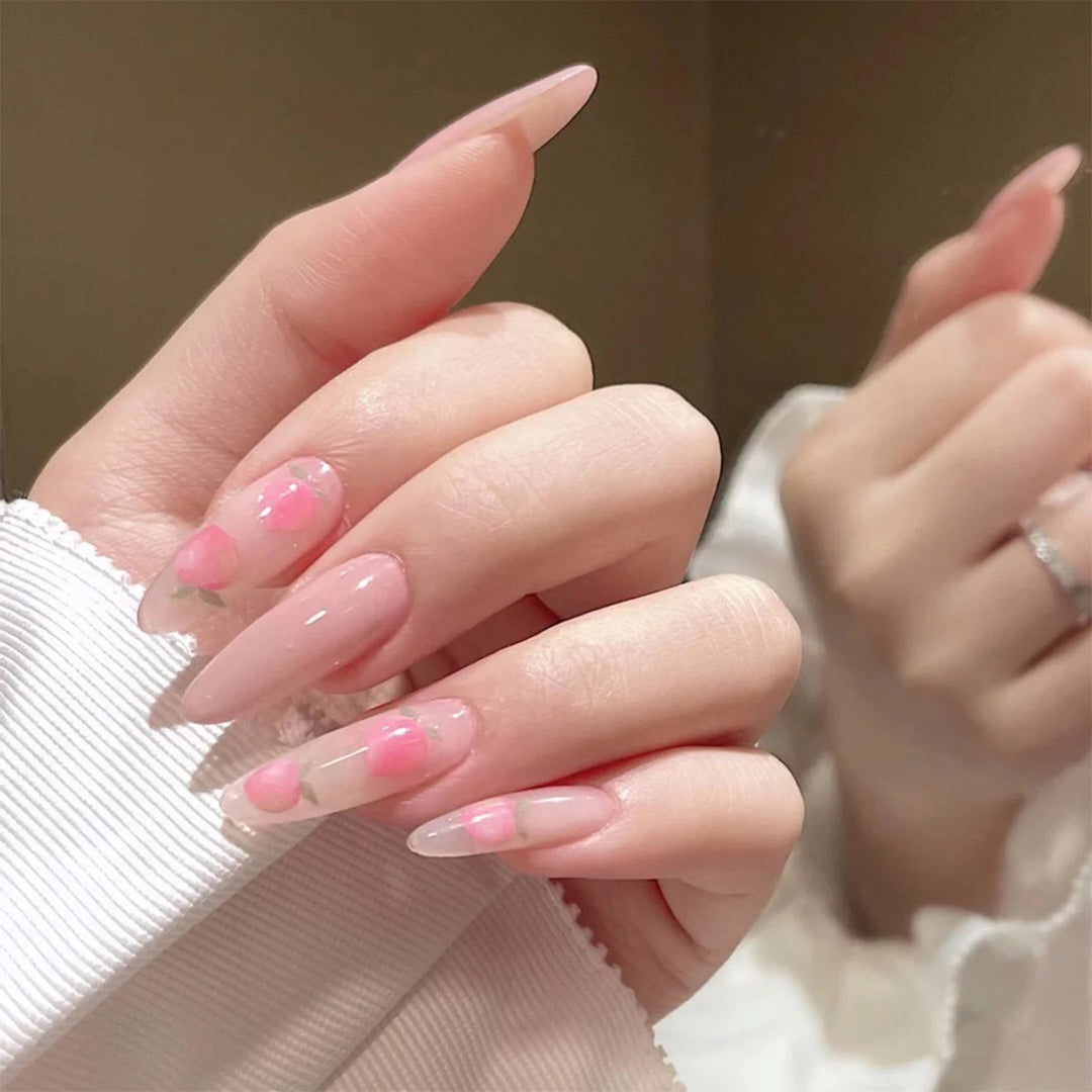 Elegant artificial nails with filigree rose design Bowlift