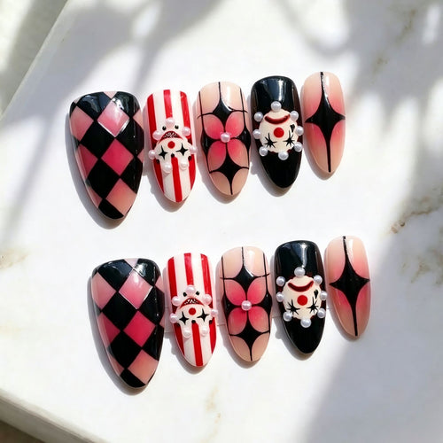 Whimsical Artistic Press-On Nail Set Bowlift
