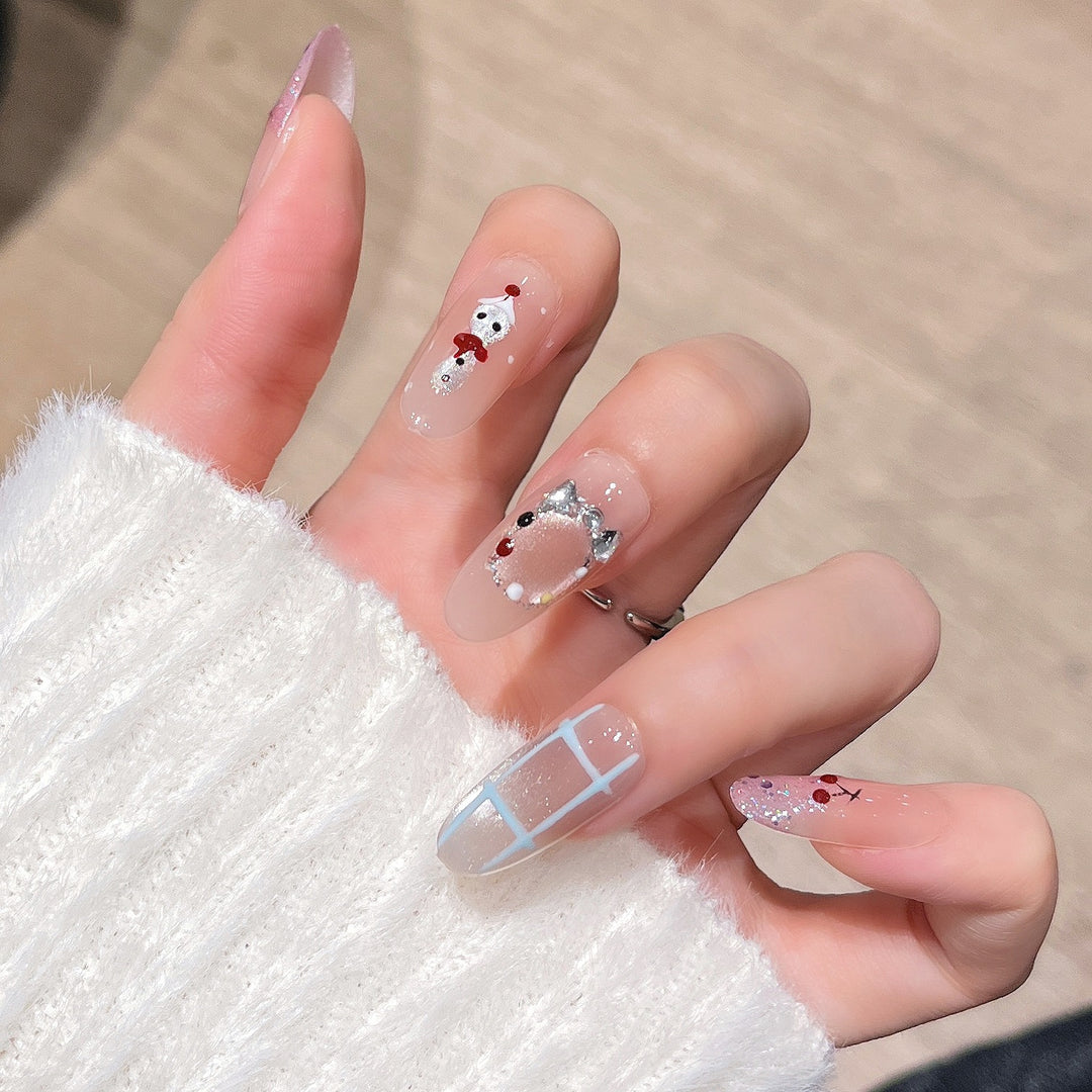 Artistic Press-On Nail Set Bowlift