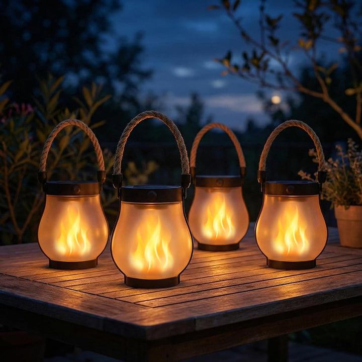 Unisex solar-powered lantern in modern fire design style Bowlift