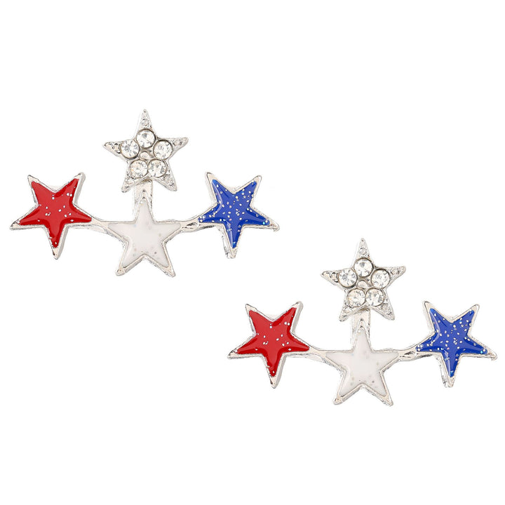Ladies enamel earrings horseshoe with star stripe motif Bowlift