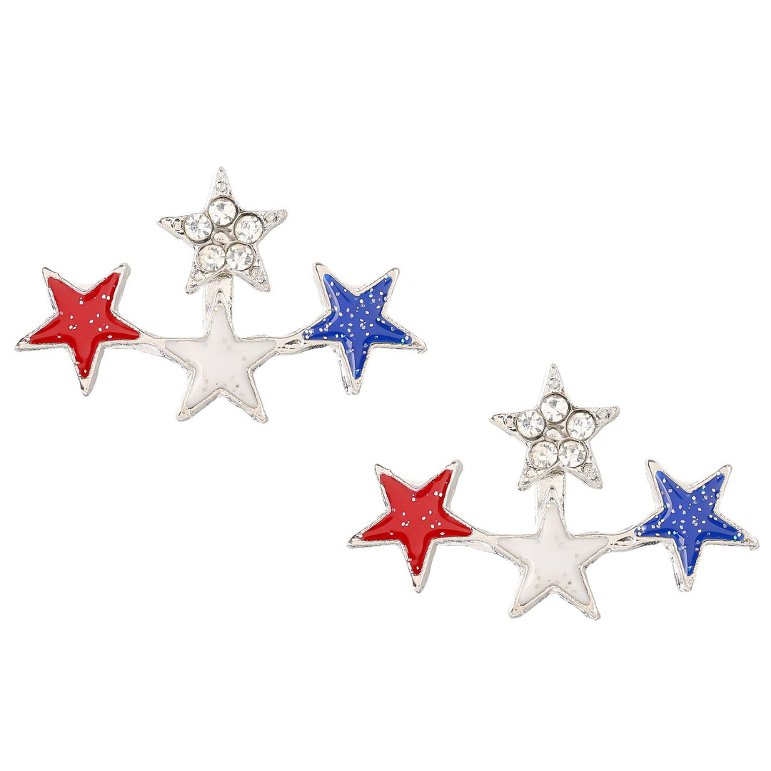Women nan enamel horseshoe earrings with star motif and fishhook closure Bowlift