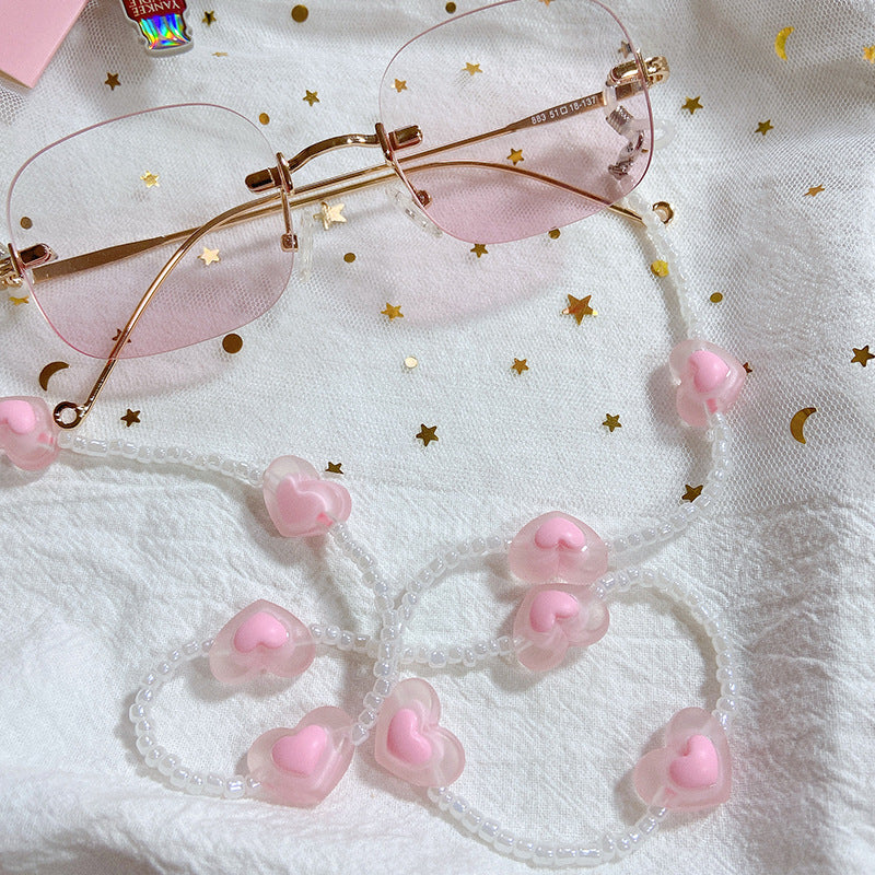 Fashionable glasses strap with heart pendants Bowlift