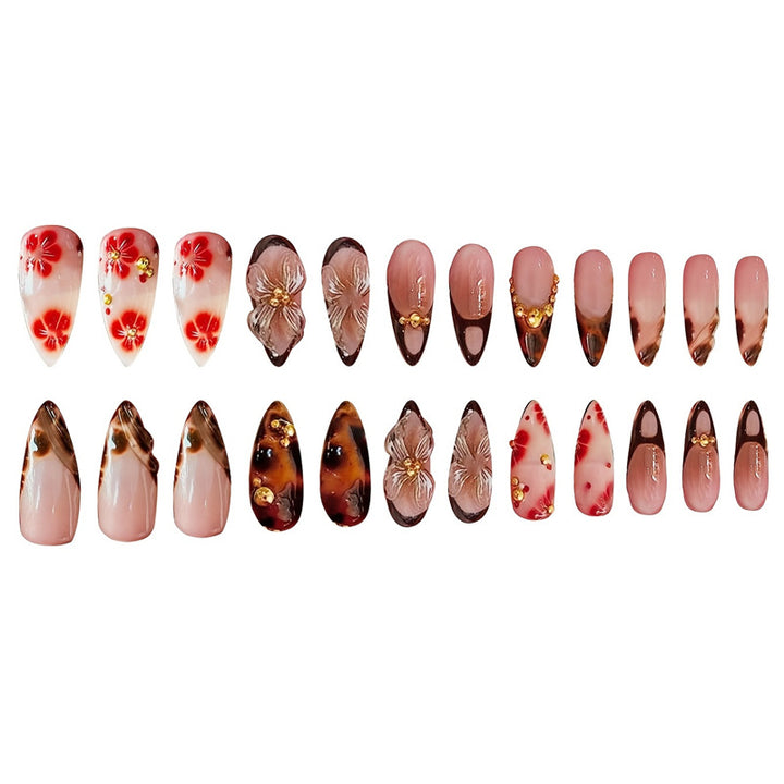 Artistic 3D Floral Press-On Nail Art Set Bowlift