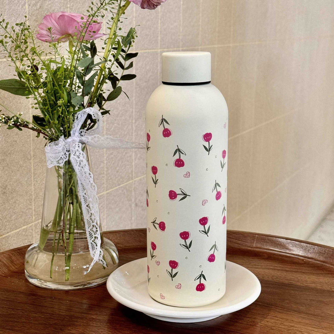 Ladies insulated drinking bottle with elegant floral design Bowlift