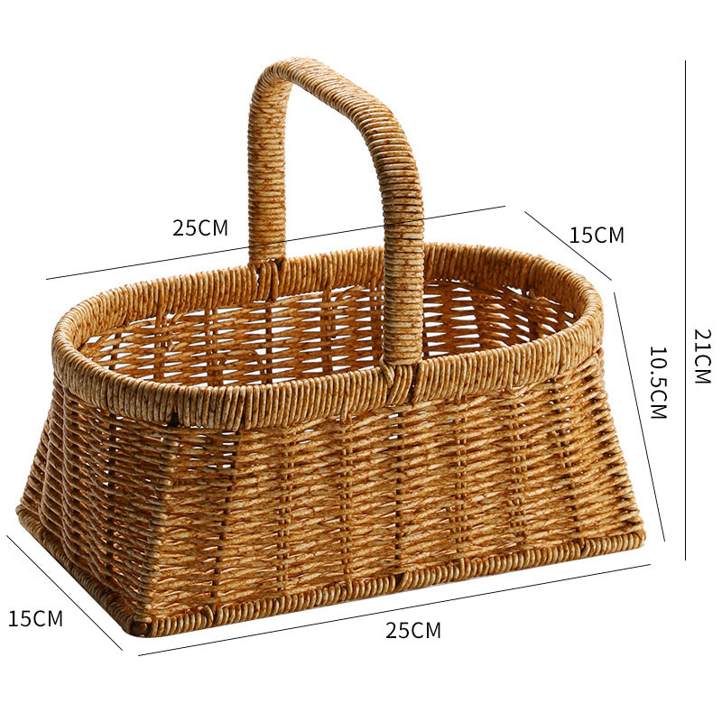 Decorative Woven Storage Basket with Mushroom Emblem Bowlift